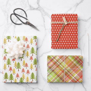 Benutzerdefiniertes süßes einfaches chic Waldkiefe Geschenkpapier Set