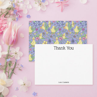 Benutzerdefiniertes Süßes Entlein Florales Muster Dankeskarte