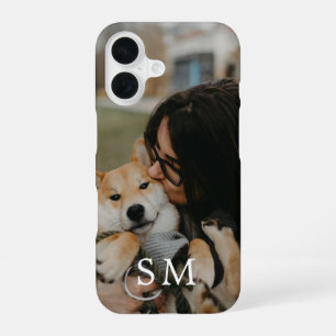 Benutzerdefiniertes süßes Haustierfoto und monogra iPhone 16 Hülle