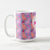 Benutzerdefiniertes süßes Katzenkirsch-Blumenmuste Kaffeetasse (Links)