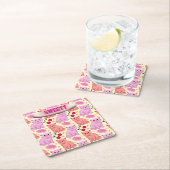 Benutzerdefiniertes süßes Katzenkirsch-Blumenmuste Rechteckiger Pappuntersetzer (Vor Ort)