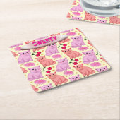Benutzerdefiniertes süßes Katzenkirsch-Blumenmuste Rechteckiger Pappuntersetzer (angewinkelt)