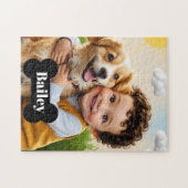 Benutzerdefiniertes Süßes Kind & Hund Puzzle Perso (Horizontal)