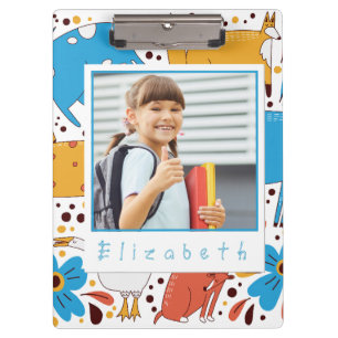 Benutzerdefiniertes süßes Kind-Name & Foto Tier Cl Klemmbrett
