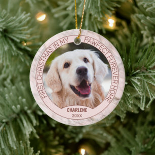 Benutzerdefiniertes süßes Welpenfoto auf stillem g Keramik Ornament
