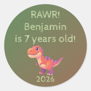 Benutzerdefiniertes T-Rex-Dinosaurier-Geburtstags- Runder Aufkleber