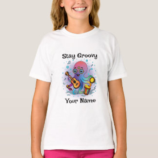 Benutzerdefiniertes T-Shirt | Retro-Oktopus-Name &