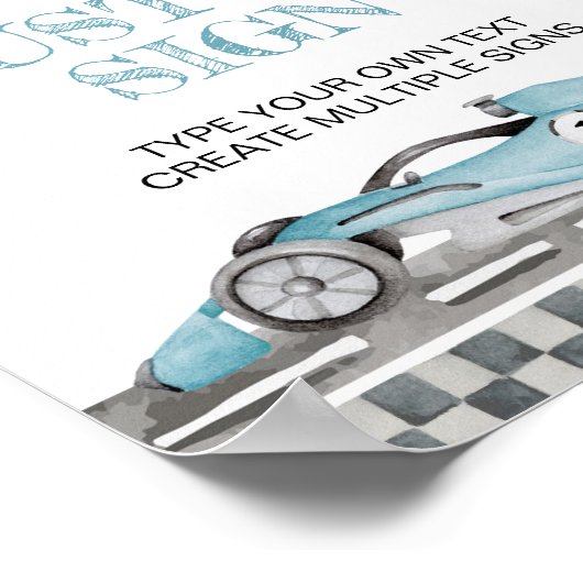 Benutzerdefiniertes Tabellenzeichen für Rennwagen Poster (Ecke)