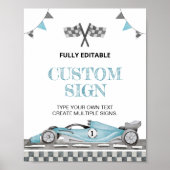 Benutzerdefiniertes Tabellenzeichen für Rennwagen Poster (Vorne)