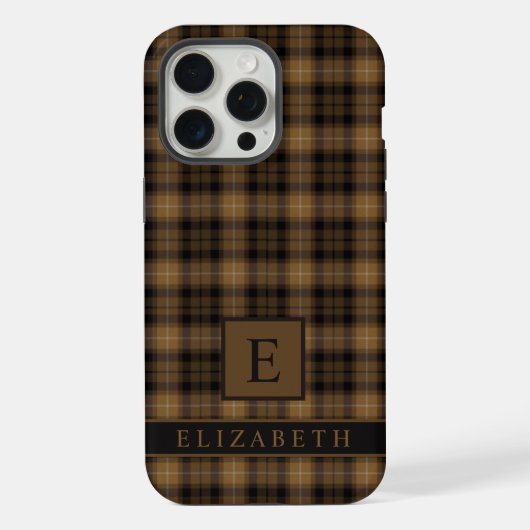 Benutzerdefiniertes Tan Brown Black Checkered Patt iPhone Hülle (Rückseite)