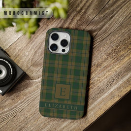 Benutzerdefiniertes Tan Brown Green Checkered Patt iPhone 15 Pro Max Hülle