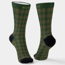 Benutzerdefiniertes Tan Brown Green Checkered Patt Socken