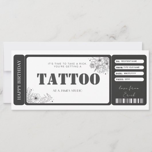 Benutzerdefiniertes Tattoo-Geschenkzertifikat Einladung (Vorderseite)