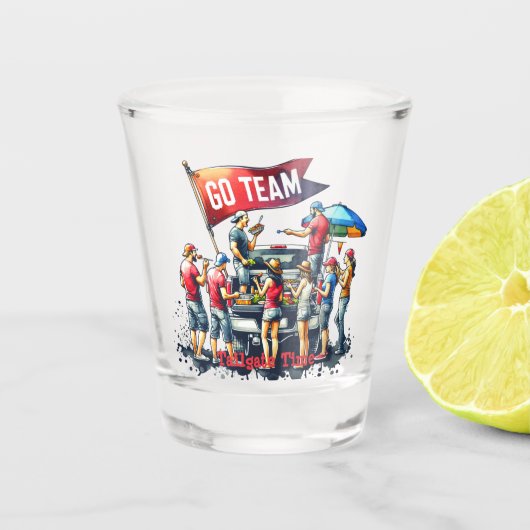 Benutzerdefiniertes Team für die Dauer der Migrati Schnapsglas (Vorderseite)