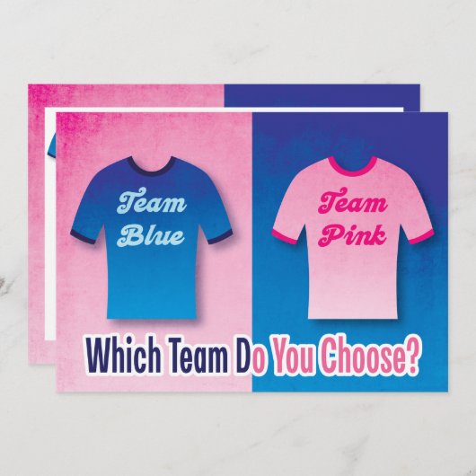 Benutzerdefiniertes Team Pink Blue Gender Reveal P Einladung (Vorne/Hinten)