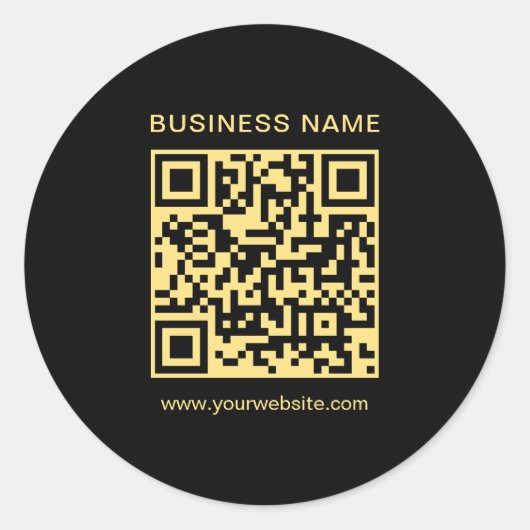 Benutzerdefiniertes Template Business QR Code Schw Runder Aufkleber (Vorderseite)