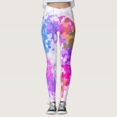 Benutzerdefiniertes Template Rosa Blau Gelbe grüne Leggings (Vorderseite)