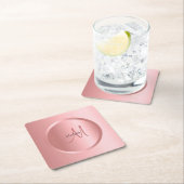 Benutzerdefiniertes Template Rose Gold Monogram El Rechteckiger Pappuntersetzer (Vor Ort)