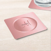 Benutzerdefiniertes Template Rose Gold Monogram El Rechteckiger Pappuntersetzer (angewinkelt)