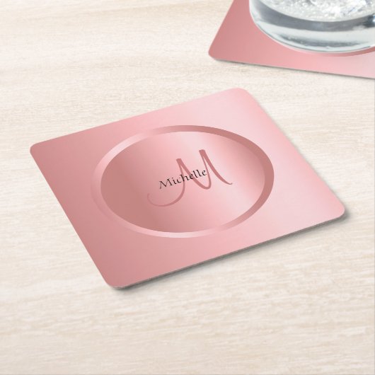 Benutzerdefiniertes Template Rose Gold Monogram El Rechteckiger Pappuntersetzer (angewinkelt)