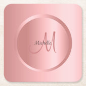 Benutzerdefiniertes Template Rose Gold Monogram El Rechteckiger Pappuntersetzer (Vorderseite)