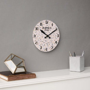 Benutzerdefiniertes Terrazzo-Muster Soft Neutral F Runde Wanduhr