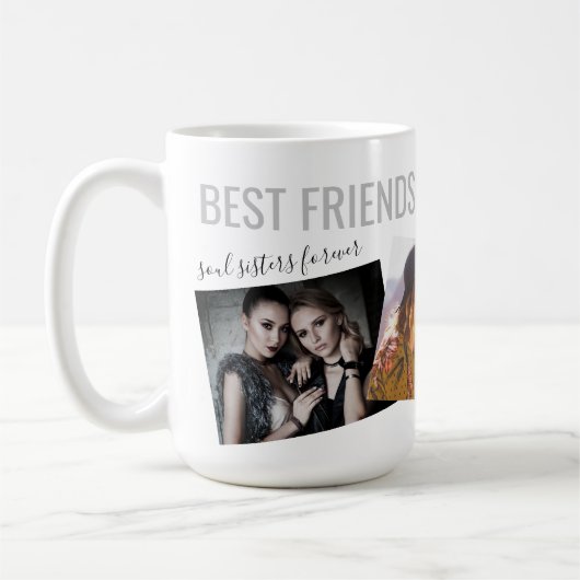 Benutzerdefiniertes Text 3 Fotos Beste Freundschaf Kaffeetasse (Links)