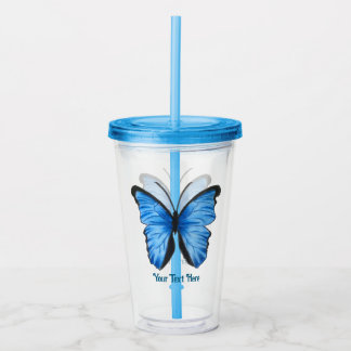 Benutzerdefiniertes Text Blue Butterfly-Design Acryltrinkbecher