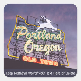 Benutzerdefiniertes Text Portland Oregon White Sta Quadratischer Aufkleber