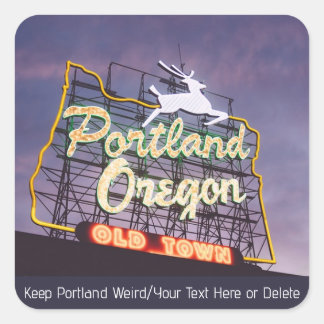 Benutzerdefiniertes Text Portland Oregon White Sta Quadratischer Aufkleber