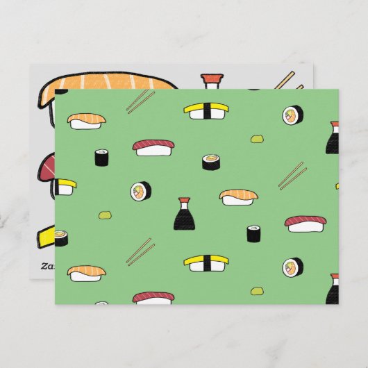 Benutzerdefiniertes Text Sushi-Theme-Illustrations Postkarte (Vorne/Hinten)