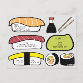 Benutzerdefiniertes Text Sushi-Theme-Illustrations Postkarte