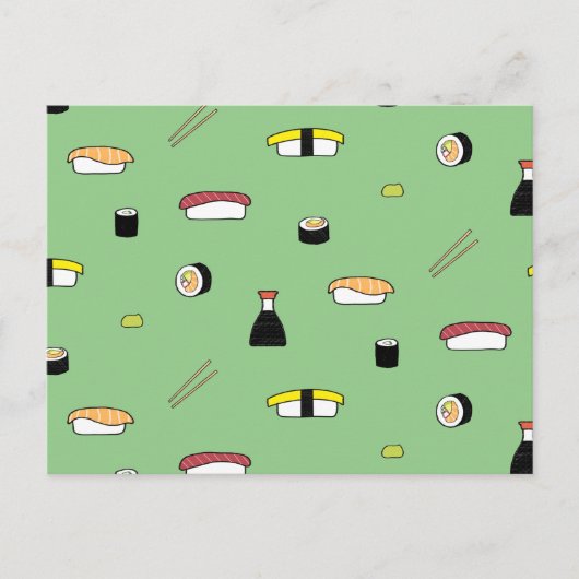 Benutzerdefiniertes Text Sushi-Theme-Illustrations Postkarte (Vorderseite)