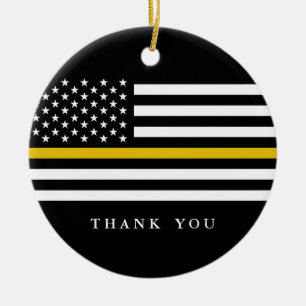 Benutzerdefiniertes Text-Thin-Gold-Line-Flag Keramik Ornament