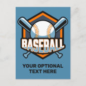 Benutzerdefiniertes Text- und FarbBaseball Postkarte (Vorderseite)