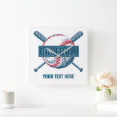 Benutzerdefiniertes Text- und FarbBaseball Quadratische Wanduhr (Zuhause)