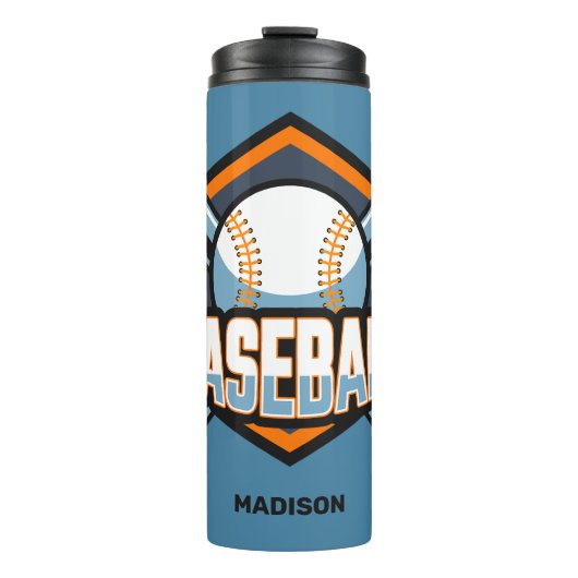 Benutzerdefiniertes Text- und FarbBaseball Thermosbecher (Vorderseite)