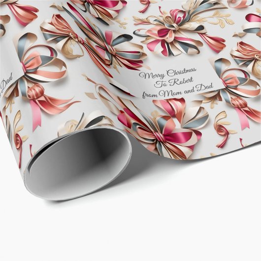 Benutzerdefiniertes Textband und Bogen Weihnachten Geschenkpapier