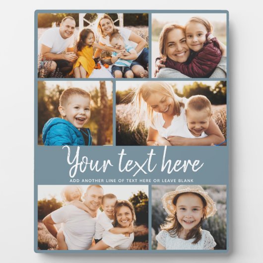 Benutzerdefiniertes Textfoto Collage Moderner Blue Fotoplatte (Vorderseite)