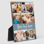 Benutzerdefiniertes Textfoto Collage Moderner Blue Fotoplatte (Seite)