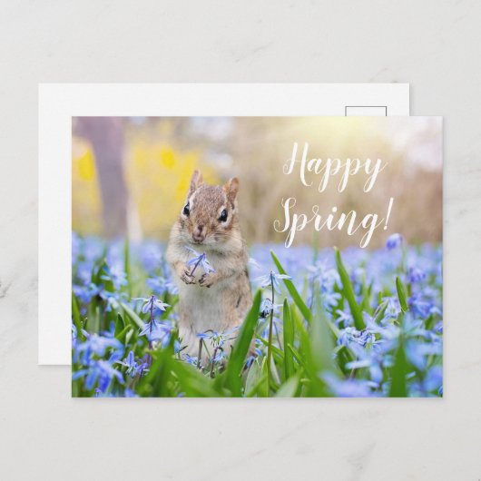 Benutzerdefiniertes Texthörnchen in Wildblumen Hap Postkarte (Vorne/Hinten)