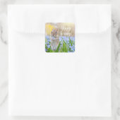 Benutzerdefiniertes Texthörnchen in Wildblumen Hap Quadratischer Aufkleber (Tasche)