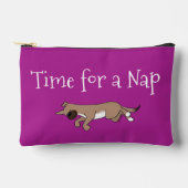 Benutzerdefiniertes Textleepy Hund Hot Pink Back P Zubehörtasche (Vorderseite)