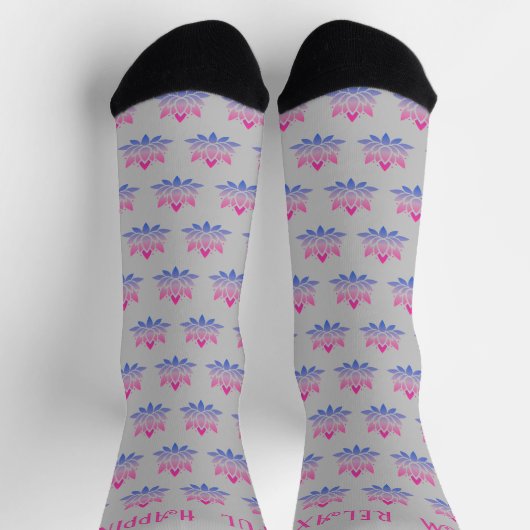 Benutzerdefiniertes Textmuster der Lotus-Blume gra Socken (Oben)