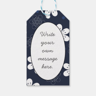 Benutzerdefiniertes Textmuster für dunkelblaue Blu Geschenkanhänger