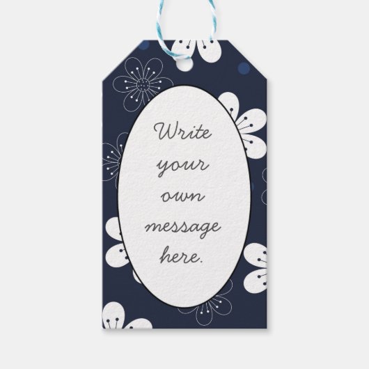 Benutzerdefiniertes Textmuster für dunkelblaue Blu Geschenkanhänger (Vorderseite)