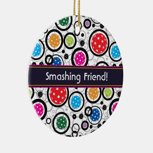 Benutzerdefiniertes Textmuster mit Pickleballs Keramik Ornament (Rechts)