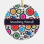 Benutzerdefiniertes Textmuster mit Pickleballs Keramik Ornament (Vorne)