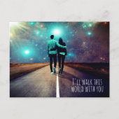 Benutzerdefiniertes Textpaar zu Fuß zur Universe G Postkarte (Vorderseite)