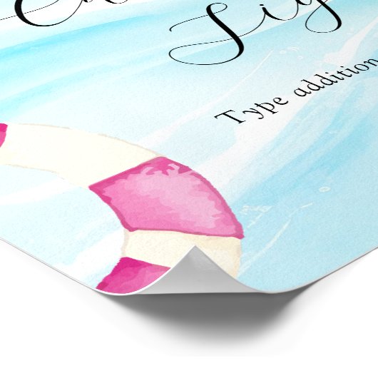 Benutzerdefiniertes Textsignieren für das Pool-Par Poster (Ecke)